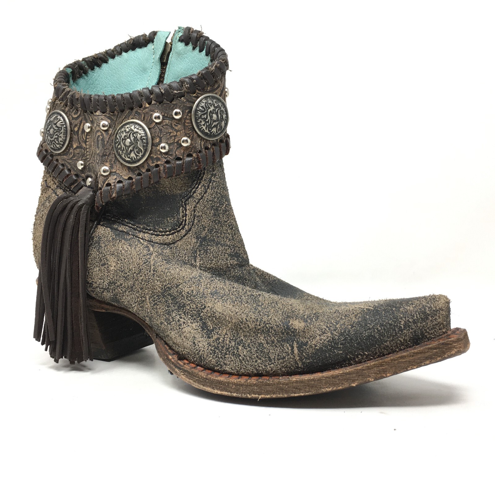 NEW Corral Indie Spirit Ankle Boots Booties Shoes Womens Size 6.5 Brown Fringe
