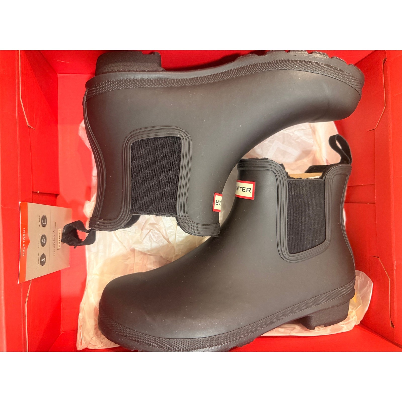 Hunter Womens Original Insulated Chelsea Boots Matte Black Rain Snow WFS2003RMA