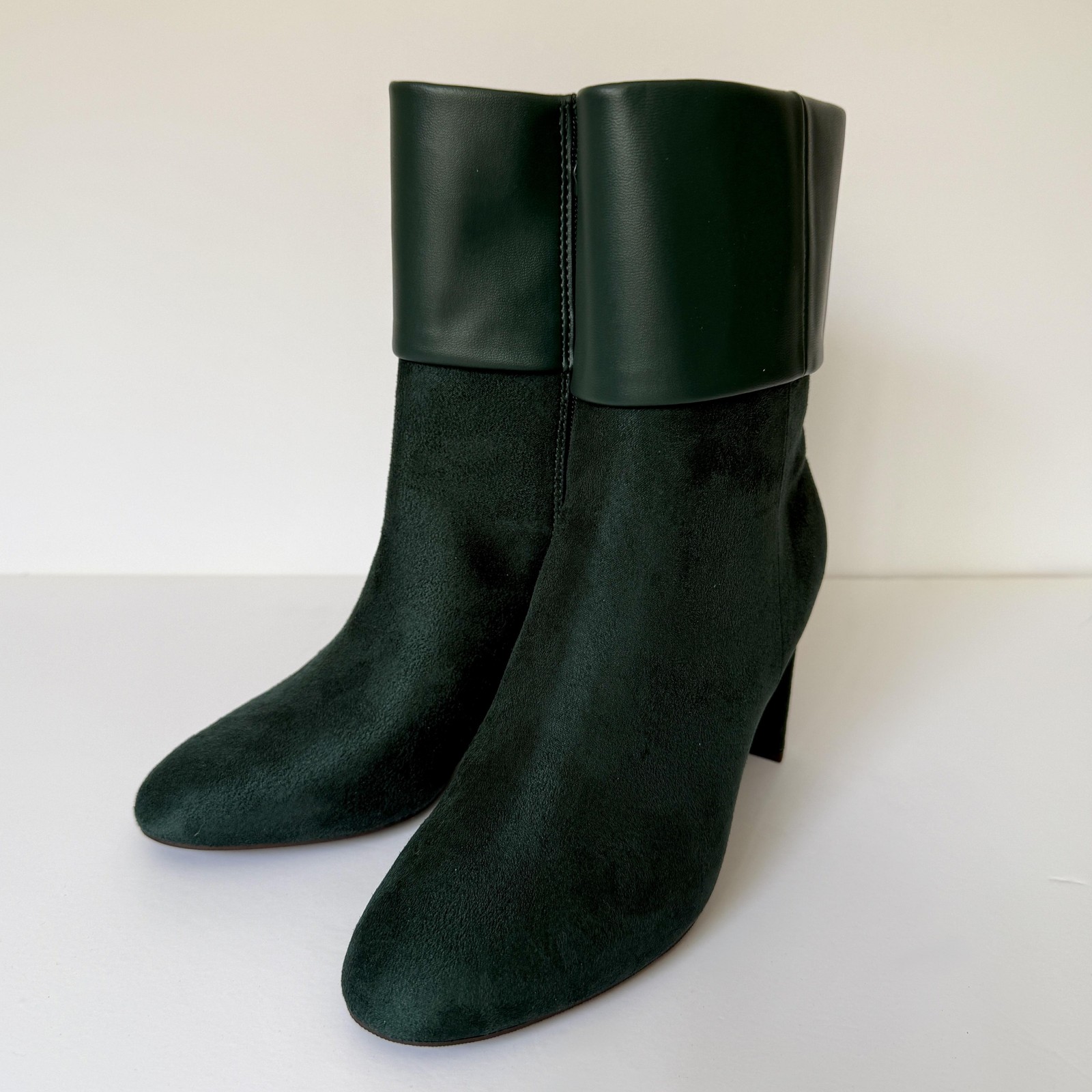 Alfani Boots Womens Size 6M Green Ankle Foldover Cuff Block Heel Zip AJOJ0F