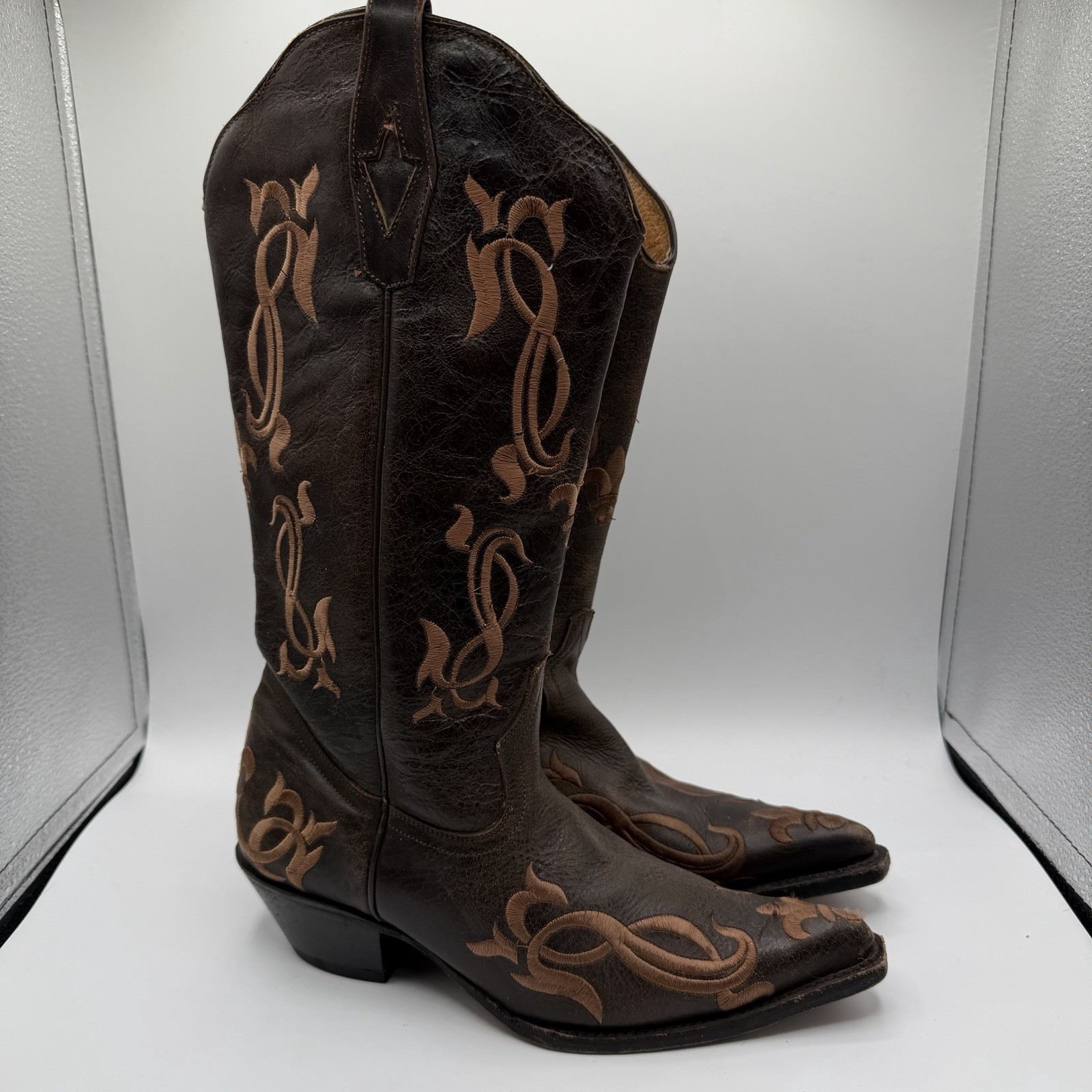 Gypsy Girl By Corkys Western Cowboy Boots Distressed Leather Brown Women 8