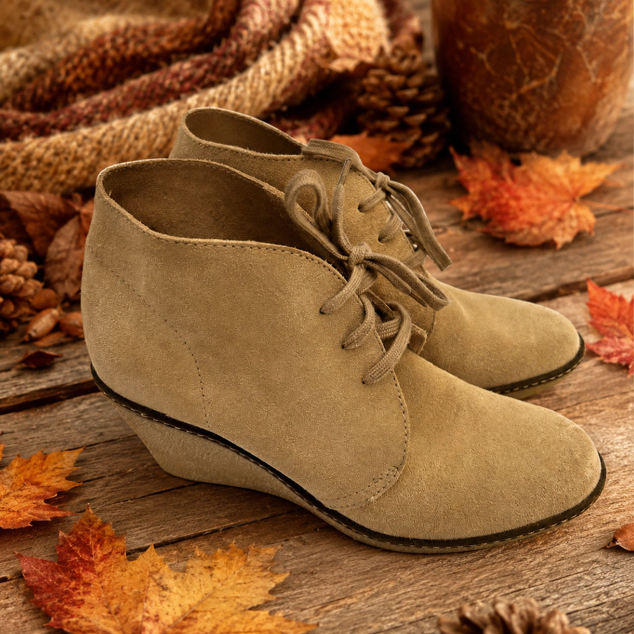 J. Crew McAlister Suede Wedge Ankle Bootie Womens Size 7 Leather Boots Tan Brown