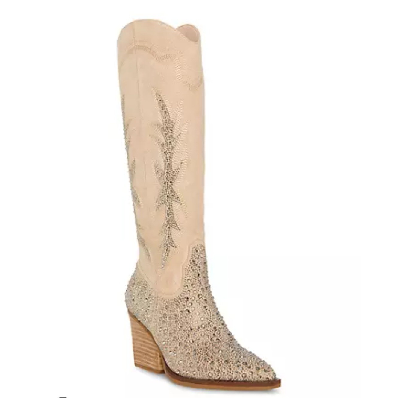 New Madden Girl Cowgirl Boots 6 Knee High Western Cowboy Rhinestones Tall Beige