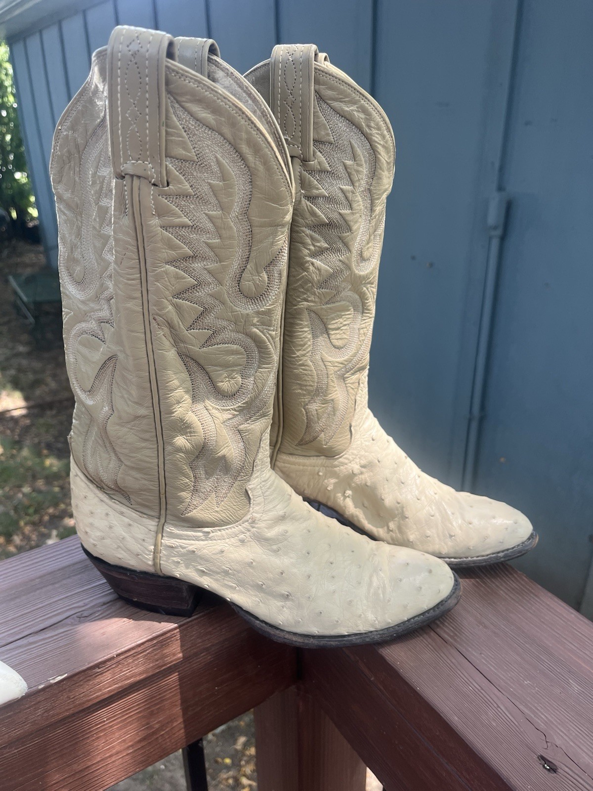 Tony Lama El Rey Full Quill Ostrich Women’s Size 6 1/2 In Ivory Beige Leather