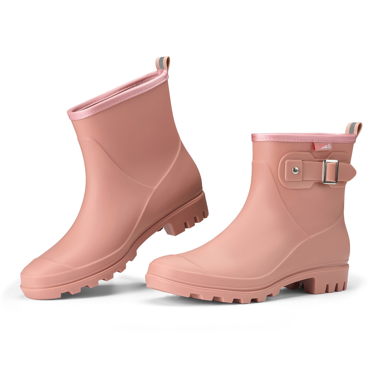 HISEA Women Waterproof Ankle Rain Boots Non-Slip Mud Garden Shoes Buckle Wellies