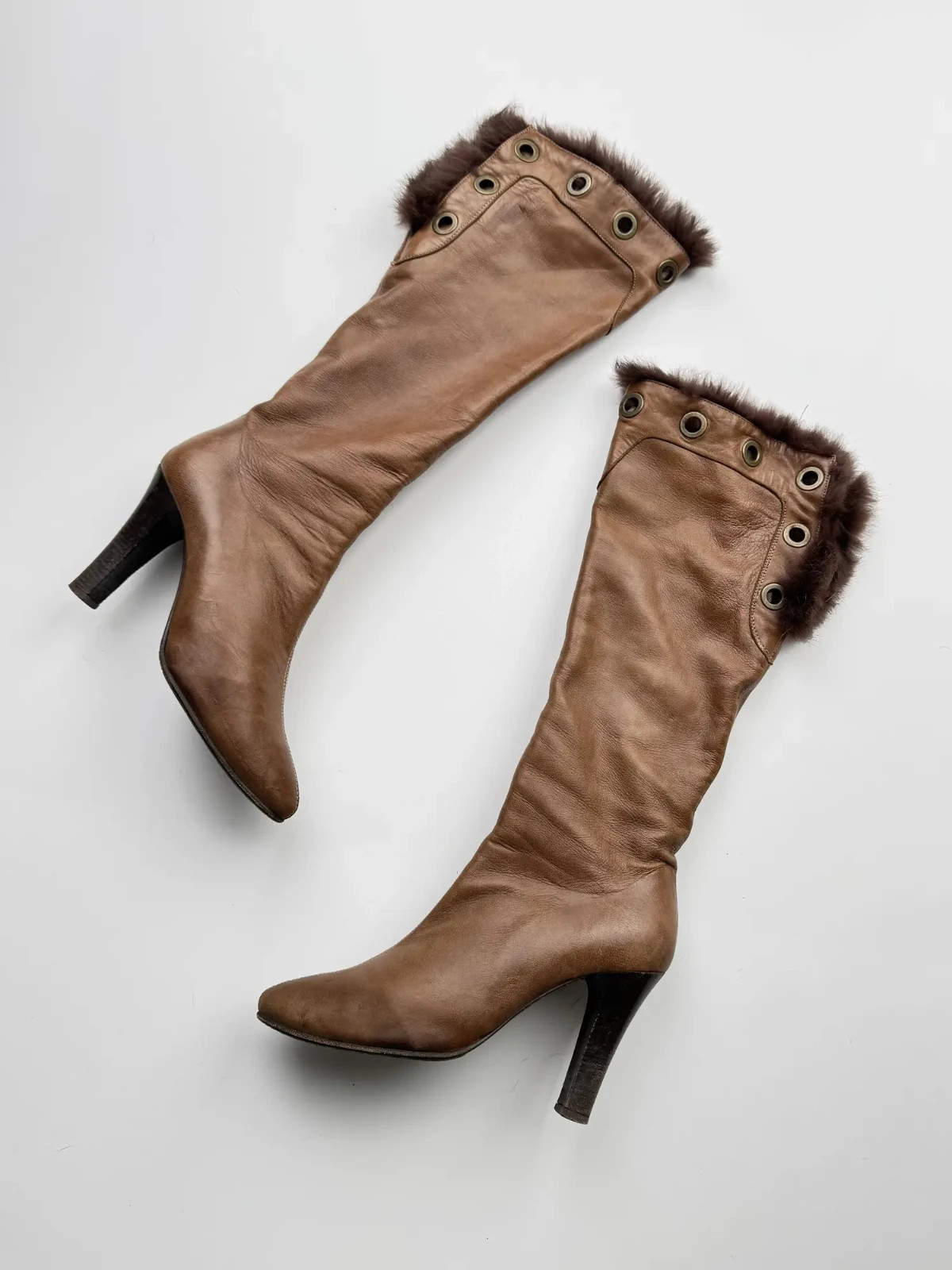 Vintage Leather Boots With Heels Women’s Size 36.5