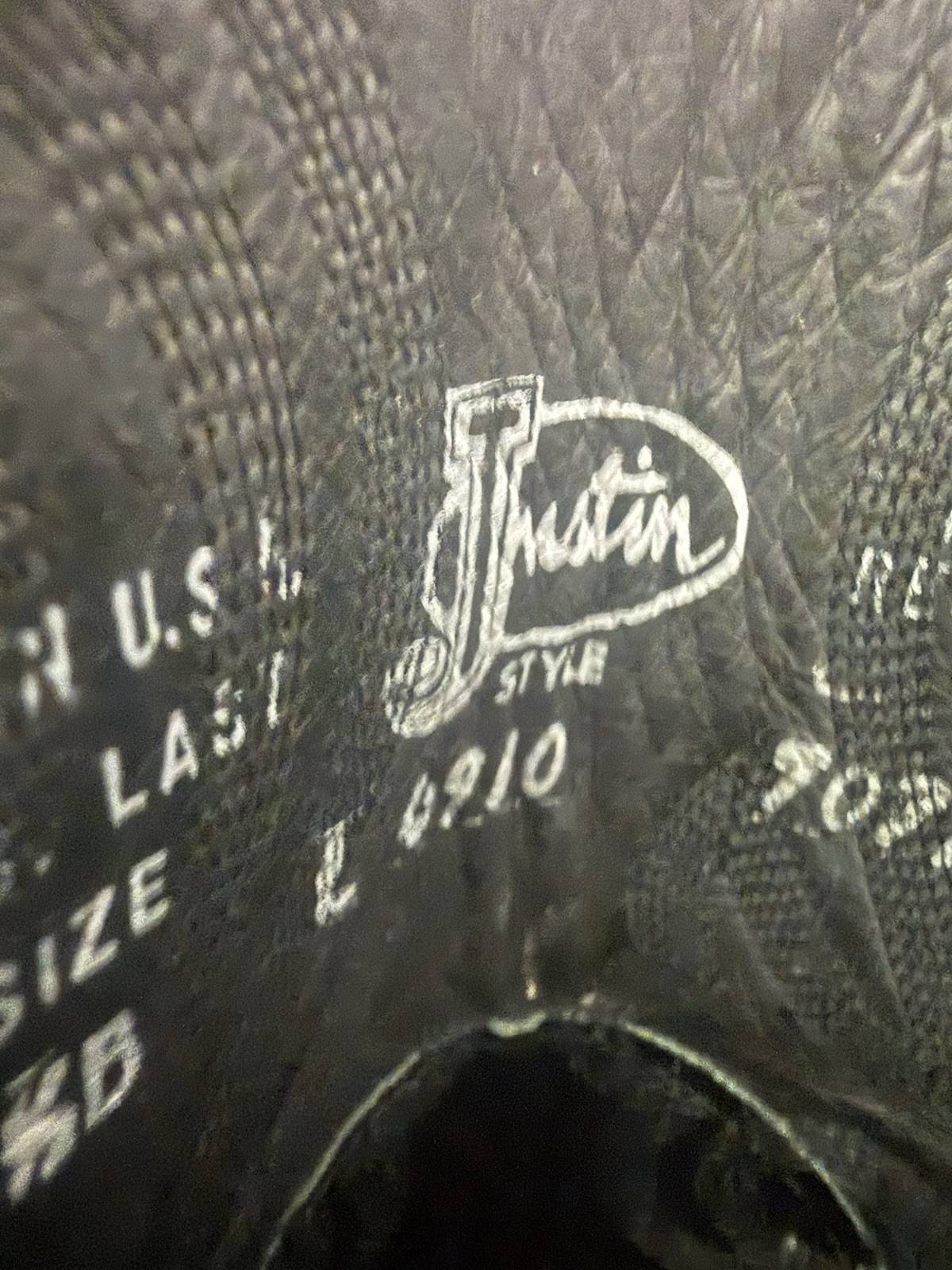 Justin Womans’ Western Boots, Black Leather L 4910, Size 6.5 B Vintage Made USA.