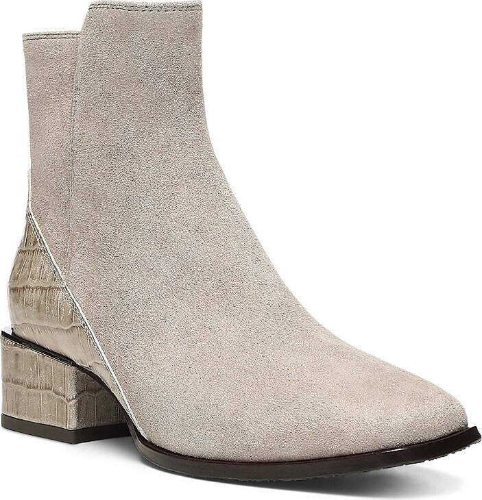 Donald Pliner Croc Embossed Trim Block Heel Booties $298 Size 7.5 # M1 238 Blm