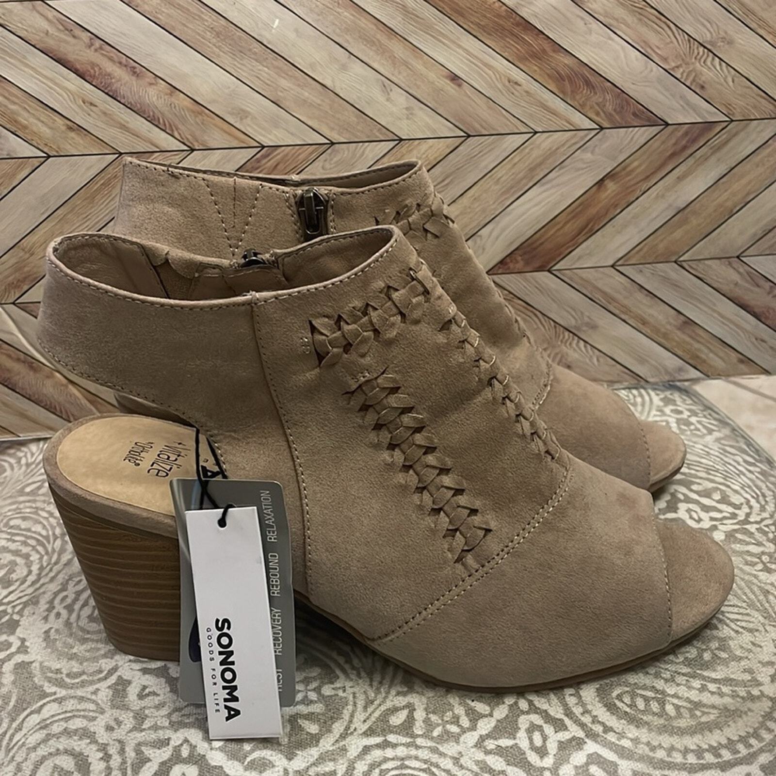Sonoma Vitalize Ortholite open toe bootie heel sling back NWT size 9 wide