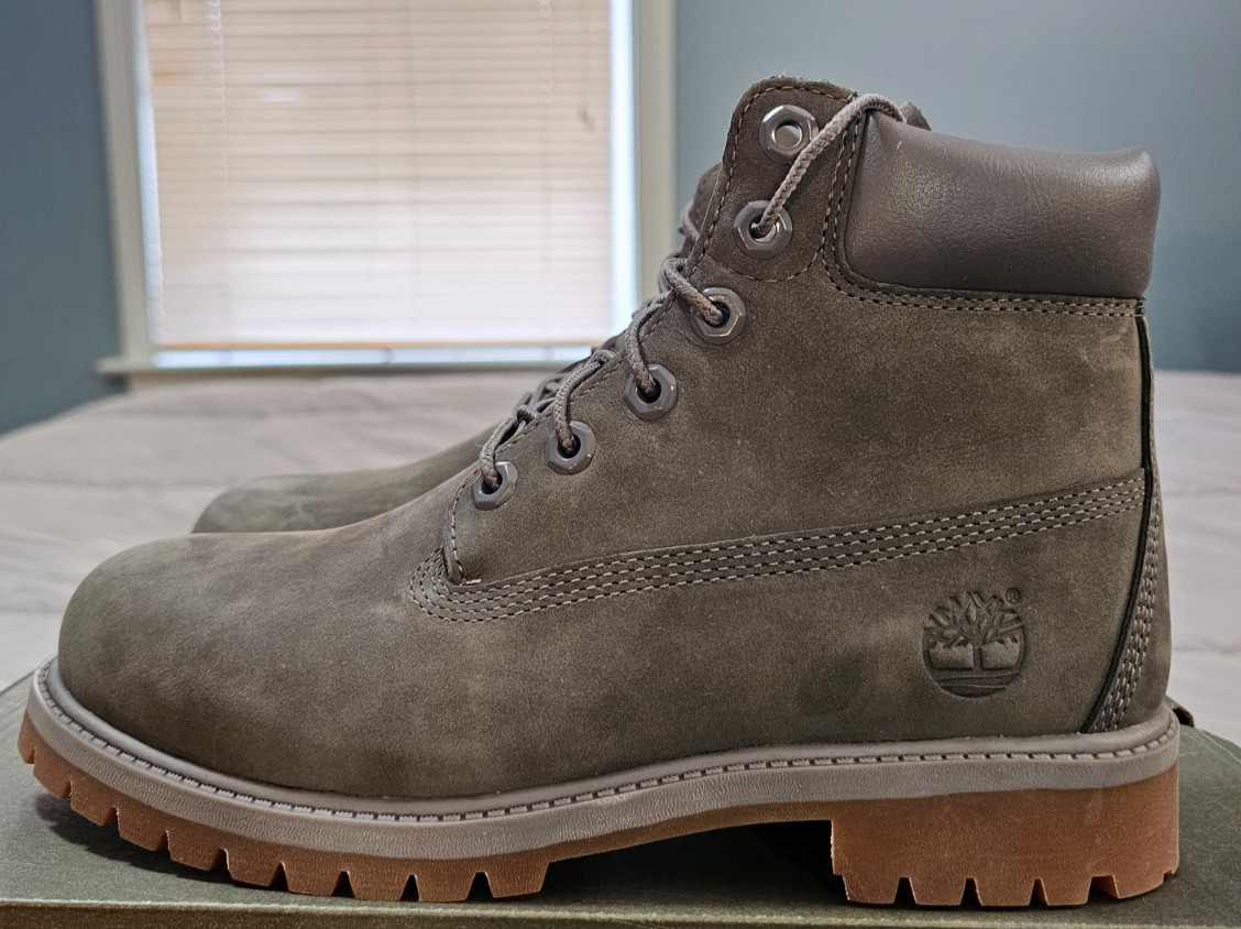Timberland® (Juniors 6/Women’s 8 M) Premium 6-Inch Waterproof Boot in Grey Mono