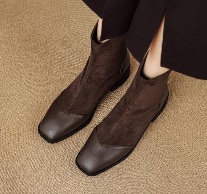 Women’s Faux Suede Square Toe Zip Ankle Boots Dress Casual Work OL Outdoor Shoes