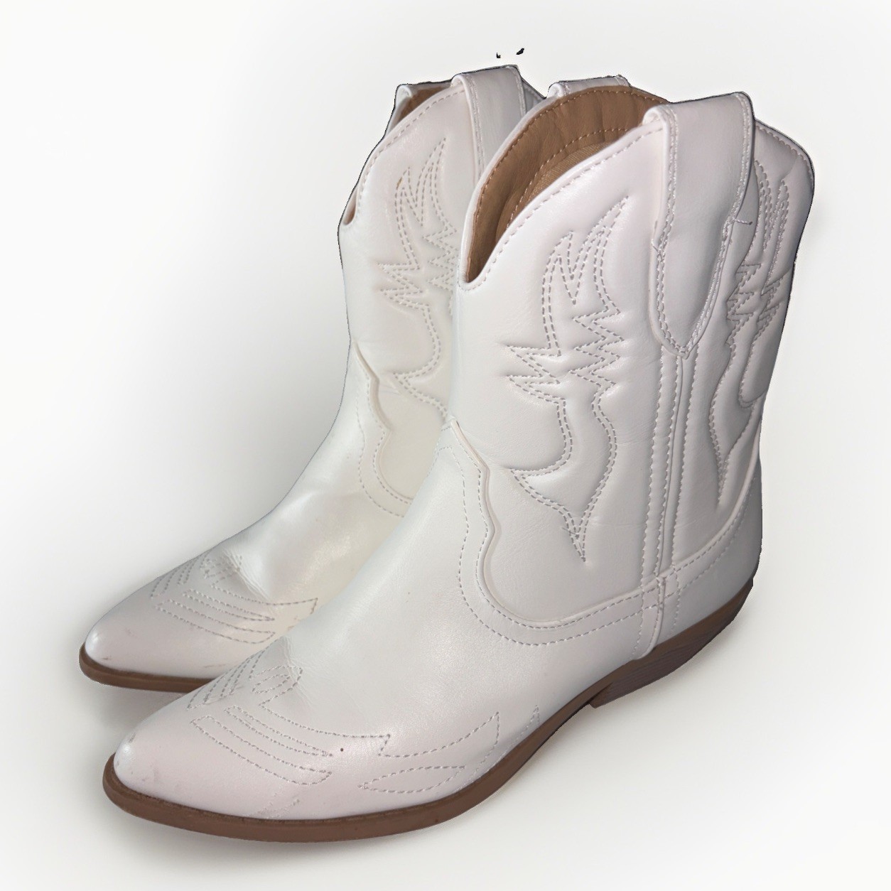 Soda Womens Cowboy Cowgirl White Western Ankle Booties Size 8