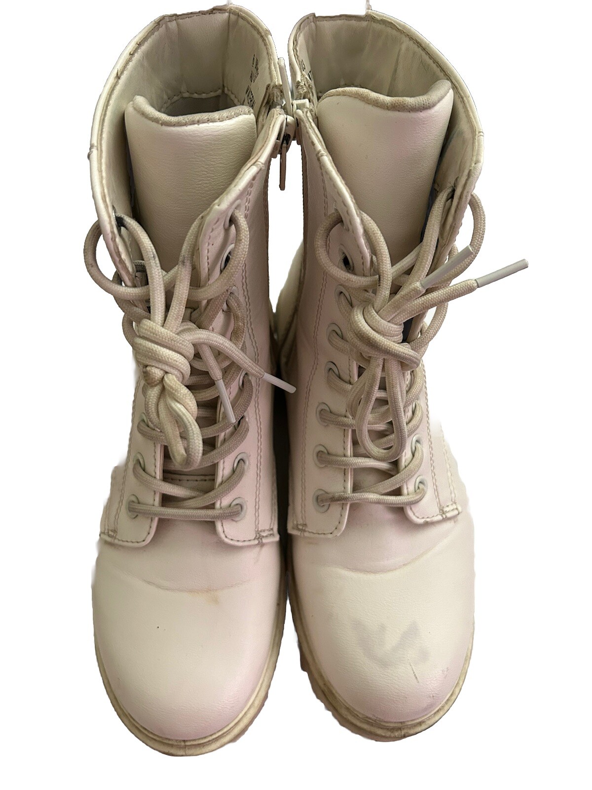 Rouge Platform Boots Lace Up Side Zip Size 6 Women’s Broadway 03 White