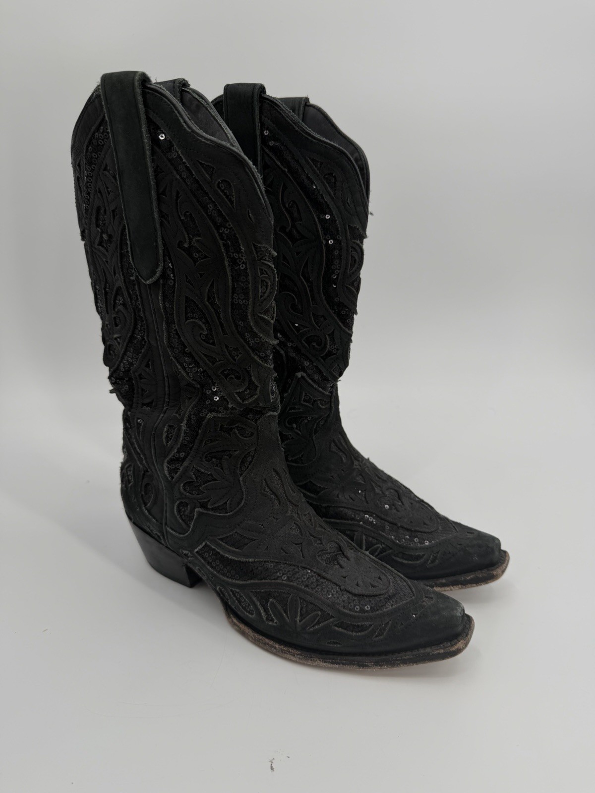 J.B. Dillon Reserve Women’s Western Poppy Black Boots Size 9B Premium Leather