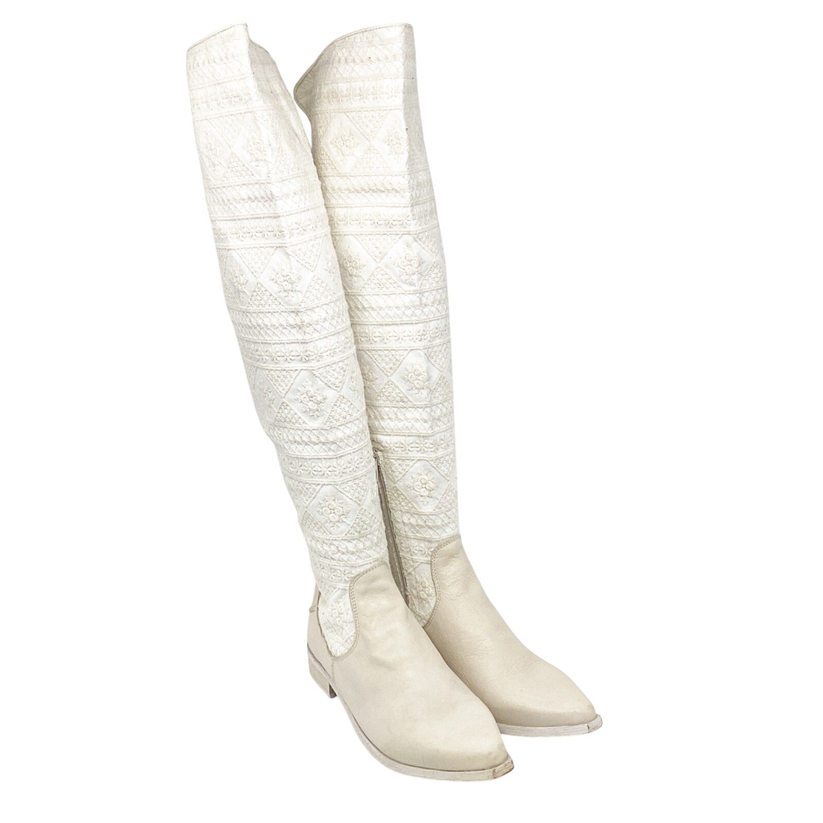 Free People Women’s Bren OTK Crochet Western Cowgirl Boots Size US 8 EU 38