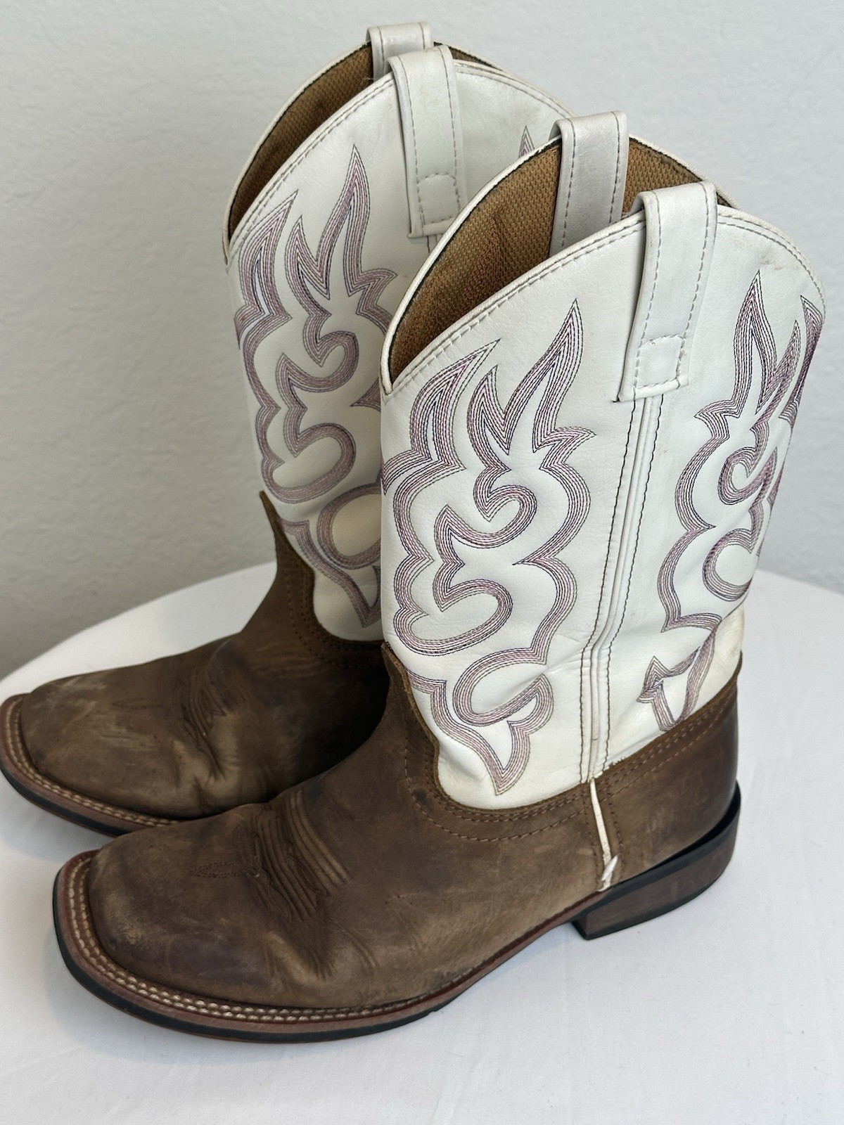 Laredo 5621 Women’s Size 9M Cowboy Boots White Brown Pink