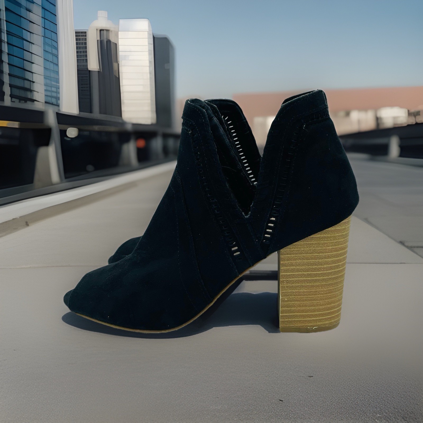 Fergalicious Boots Womens Size 8M Black Holiday Ankle Booties High Heels Slip On