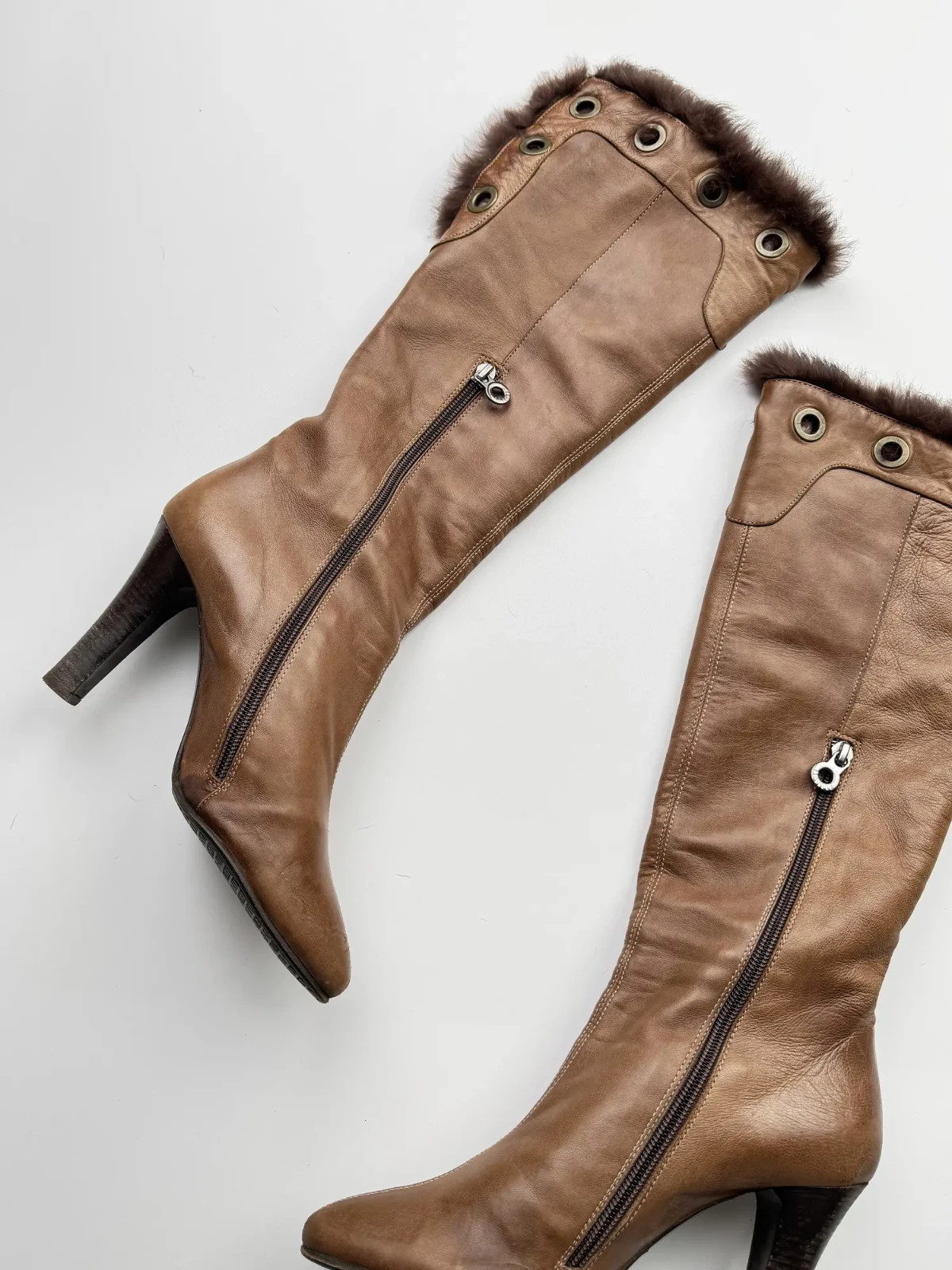 Vintage Leather Boots With Heels Women’s Size 36.5