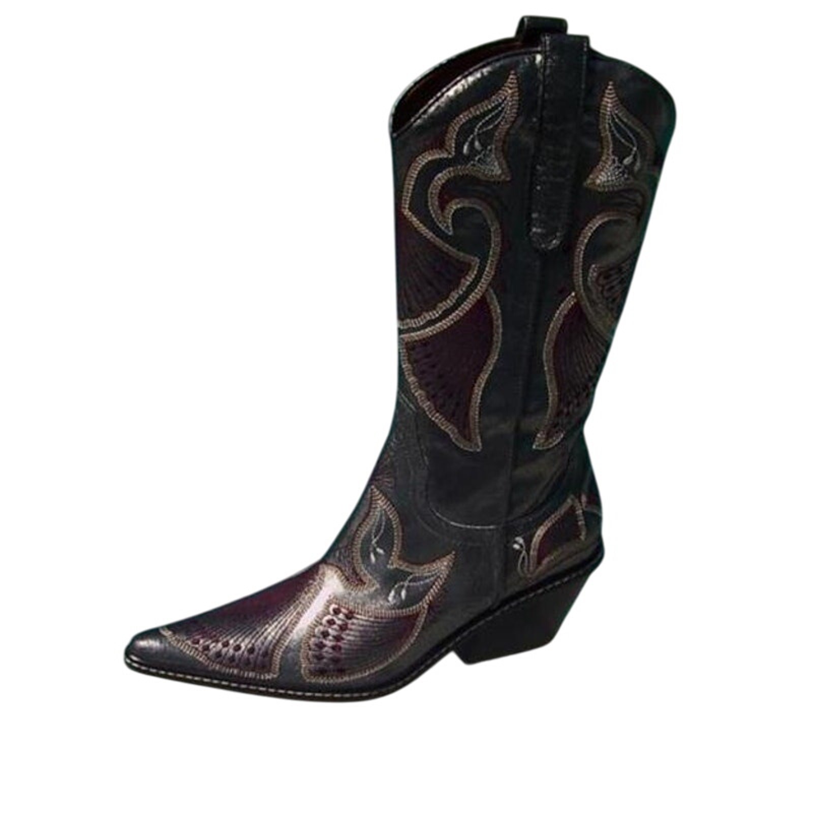 Donald Pliner Western Black Metallic Leather Intricate Stitch Boot New $750 NWT