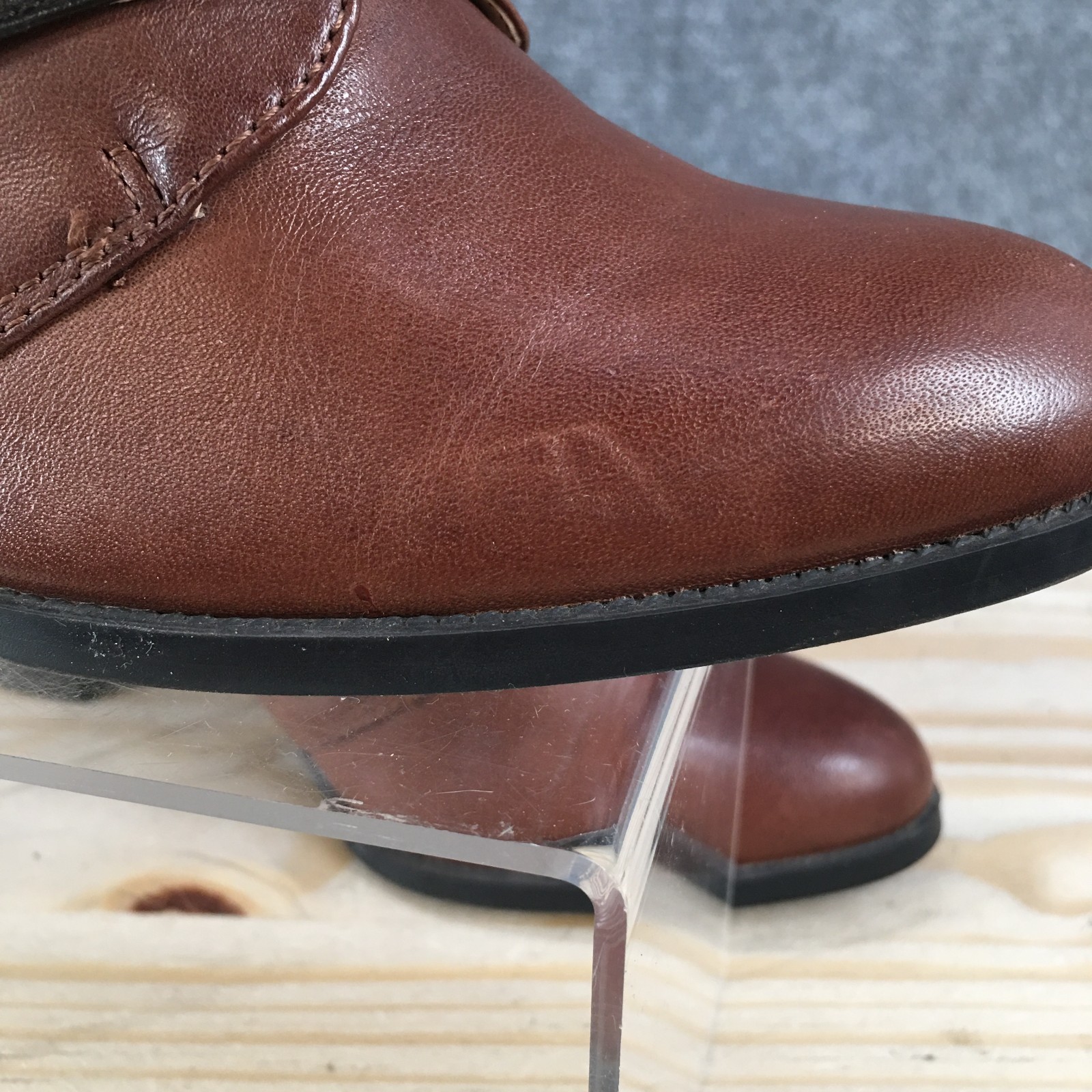 Liz Claiborne Boots Womens 9 M Bootie Cone Heels Casual Ankle Top Leather Brown