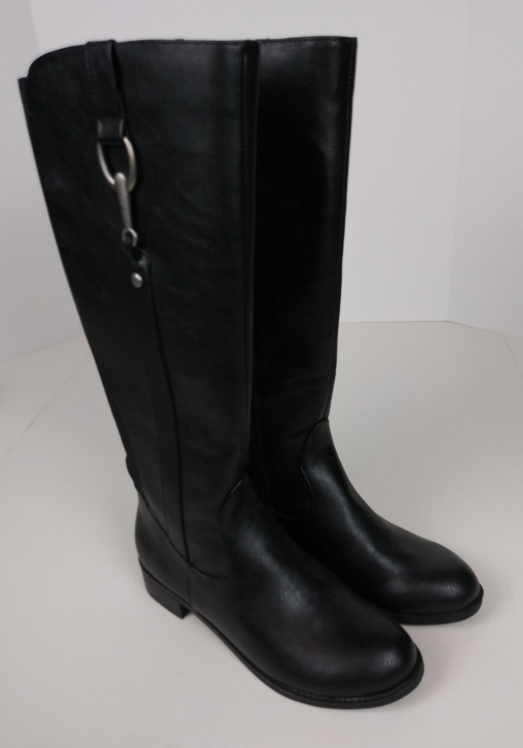 LifeStride Simply Comfort Sikora Riding Boots 6 Black Side Zipper Stretch
