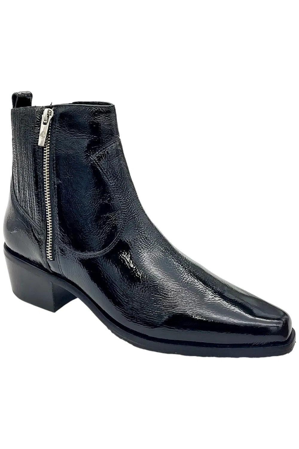 Donald Pliner Women’s Marisol Crinkle Patent Heeled Bootie Black