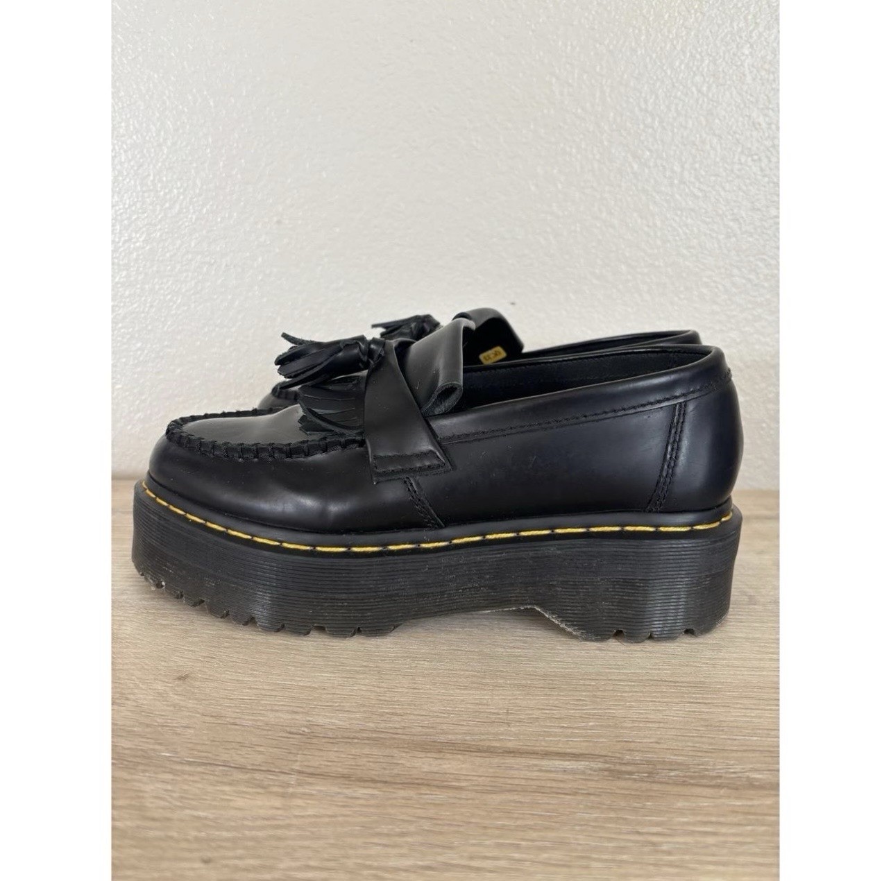 Dr. Martens Adrian Quad Platform Tassel Loafers Black Leather 90s Grunge Punk