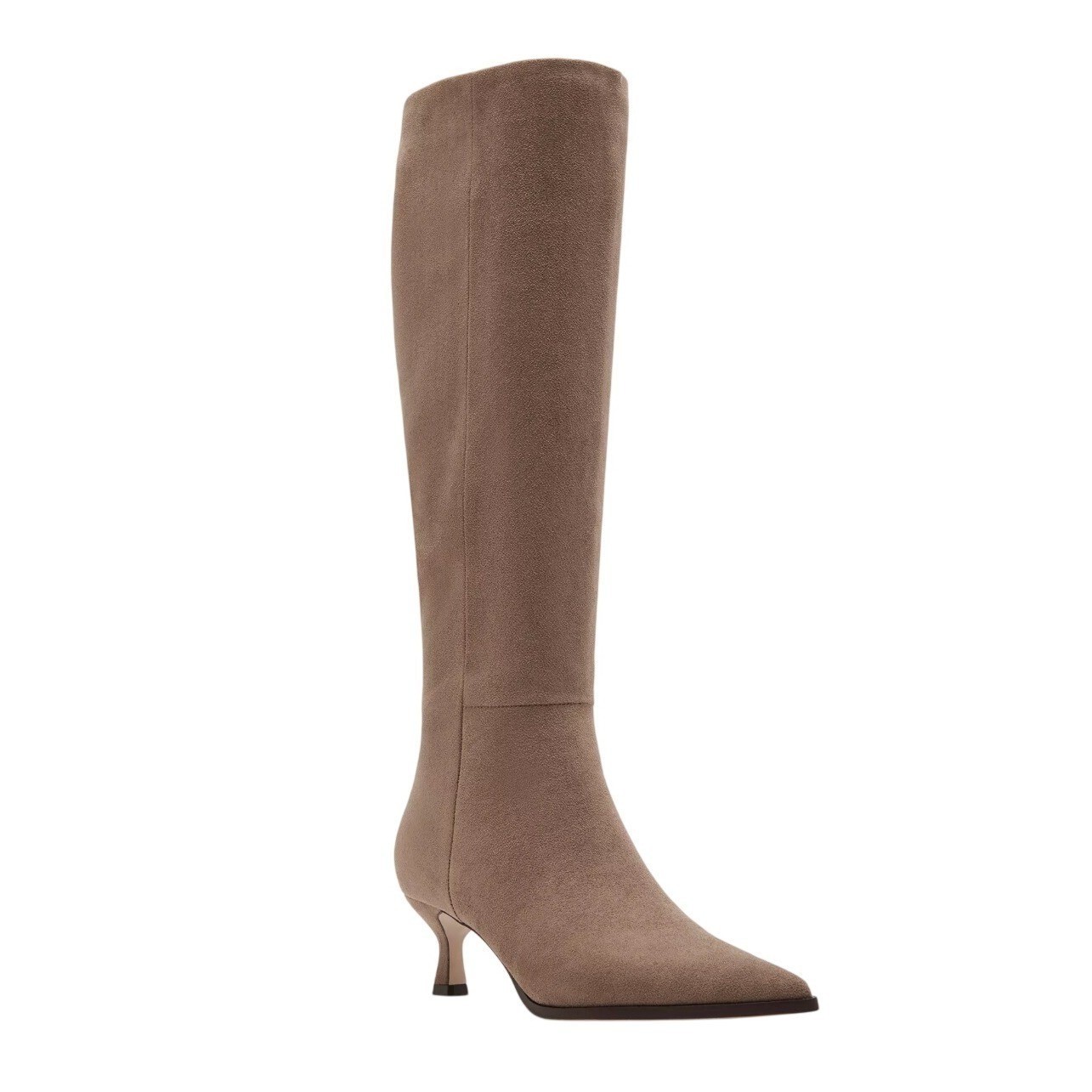 Madden Girl Debut Knee-High Kitten Heel Dress Boots Light Taupe Vegan Suede 8