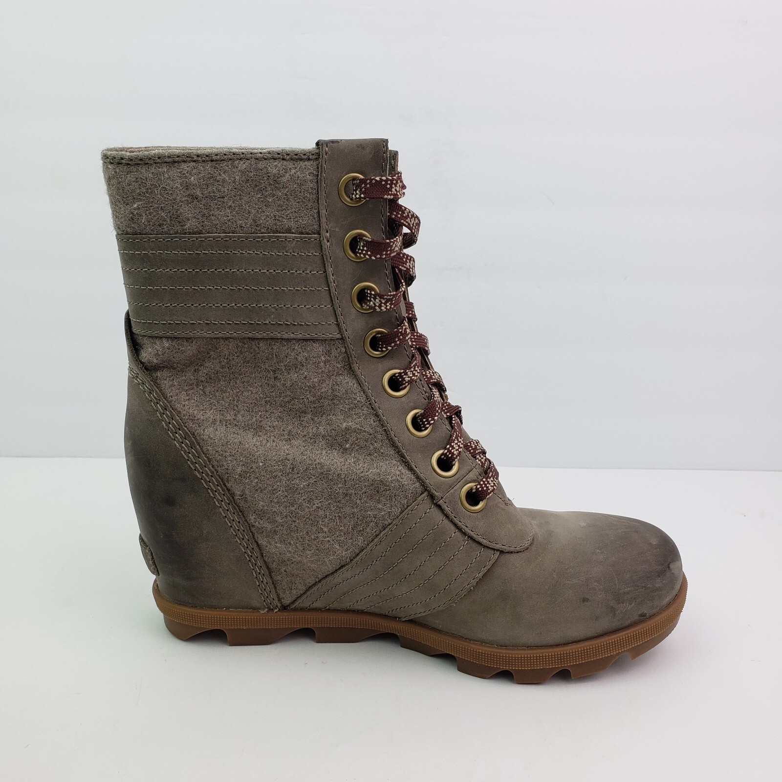 Sorel Lexie Womens Size 9 Khaki II Leather Hidden Wedge Ankle Bootie Boots