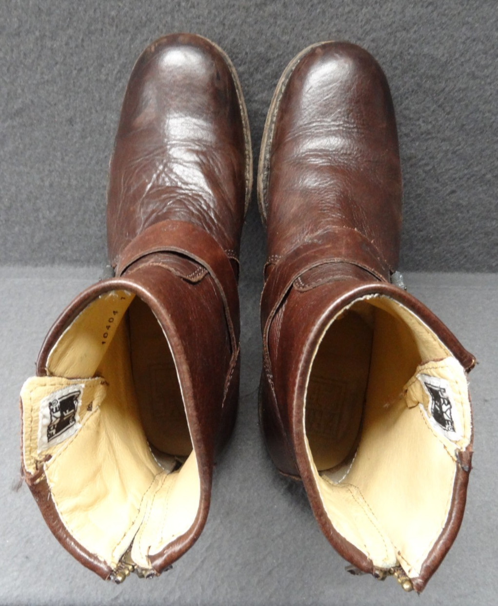 Frye Tyler Boots 6.5 B Leather Strap Engineer Moto Bootie Brown 3474870 Dark Zip
