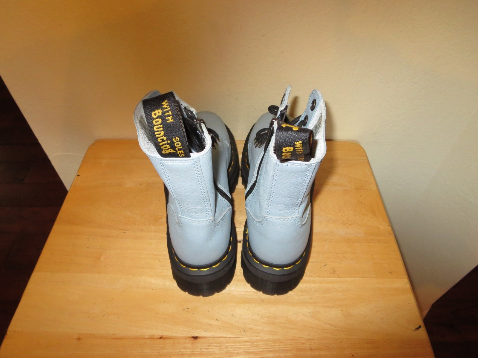 Dr. Martens Jadon III Light Blue Pisa Leather Platform Boots US 7 Men / 8 Women