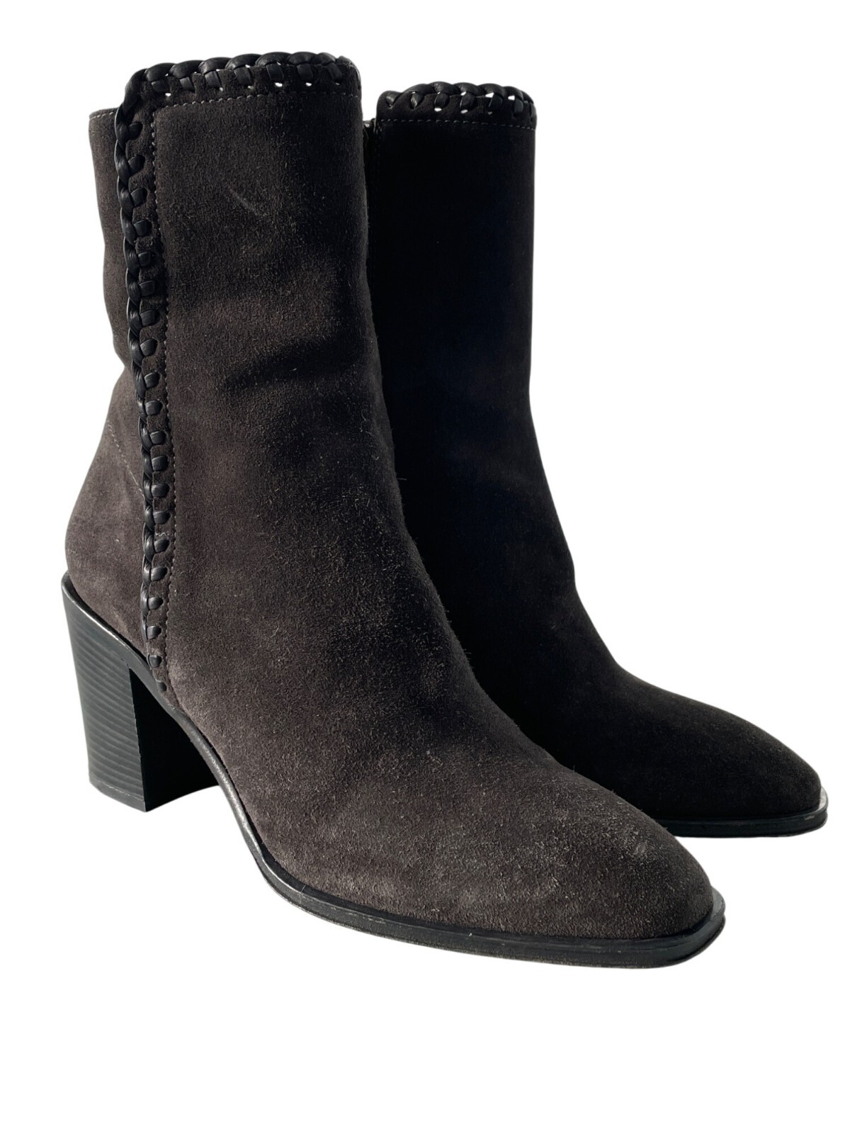 Frye Giovanna Thread Boots Sz 10 Block Heel Suede Leather Brown Bohemian Hippie