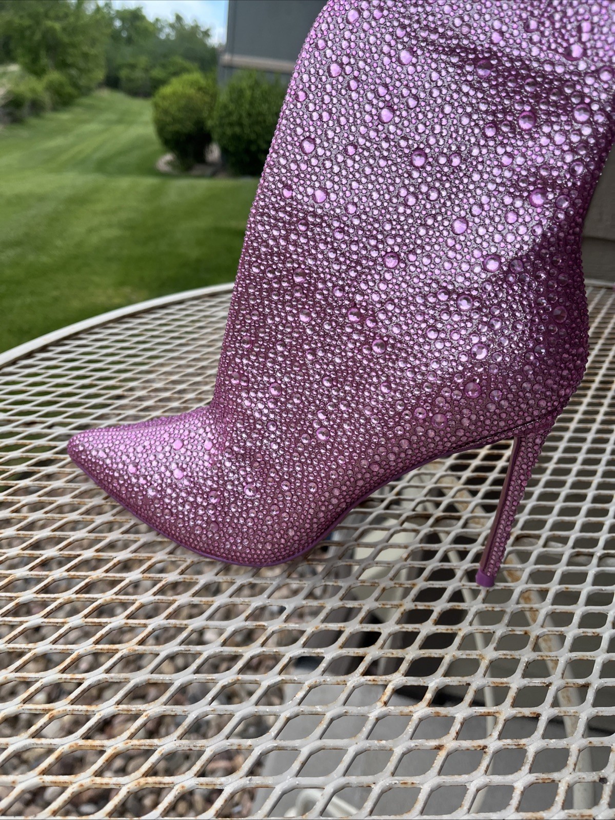 Steve Madden Vivianne Pink size 9.5 Thigh-High Stiletto Rhinestone Boots