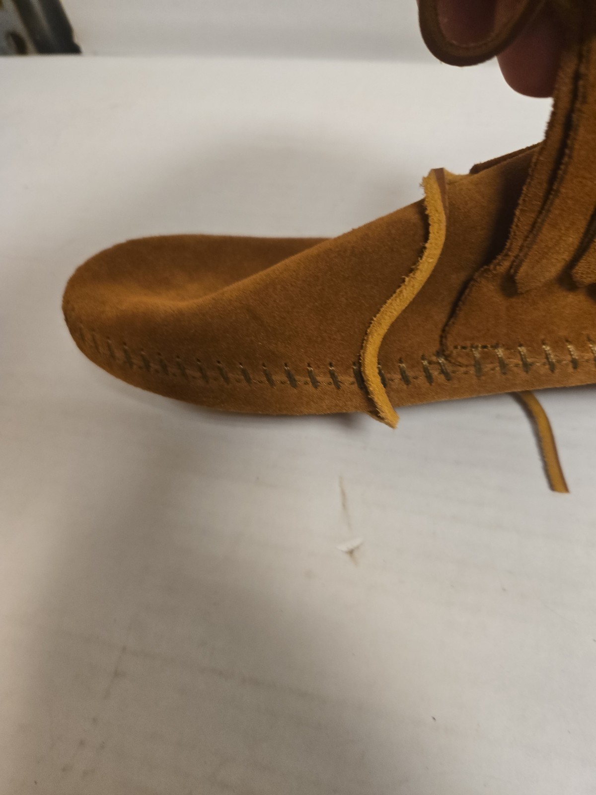 Minnetonka Classic Fringe Moccasin Fringe Boots Brown Suede Lace Women’s 11 US