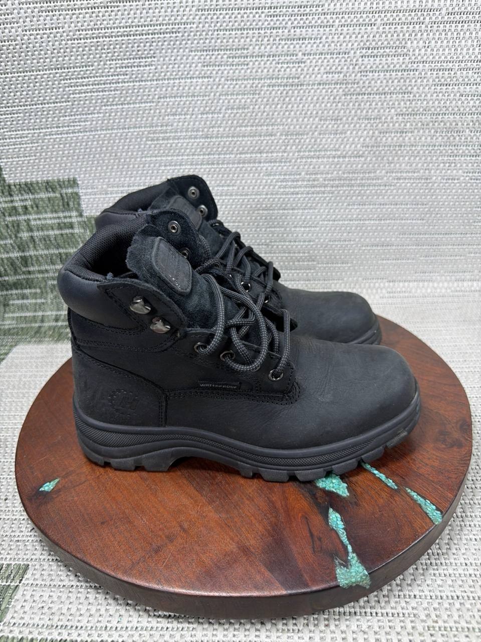 Hytest Boots Womens Size 5.5 Wide Knox 2 Steel Toe Work Black Leather Waterproof
