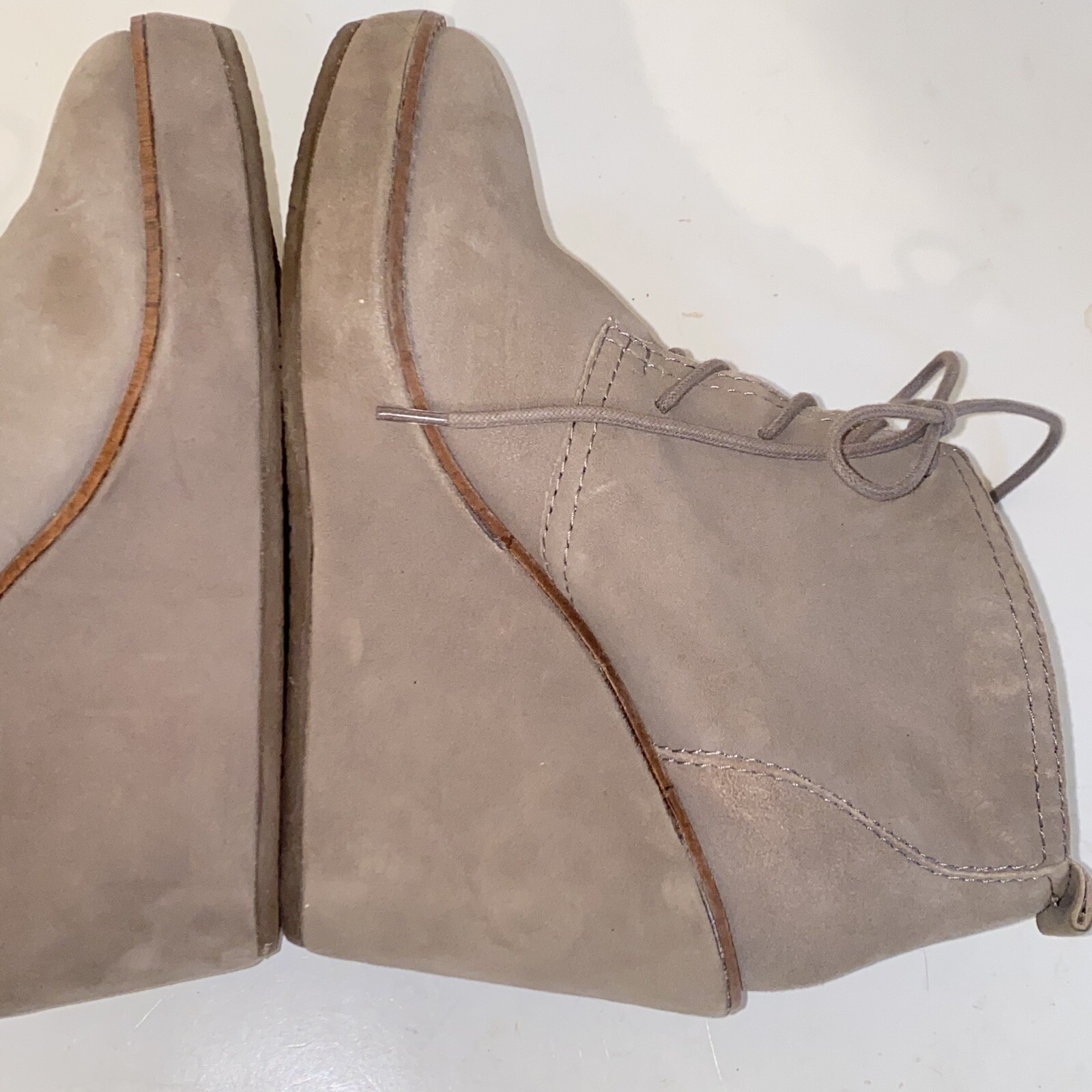 Zara Basic Taupe Nubuck Suede Wedge Ankle Boots Women’s Size 7.5