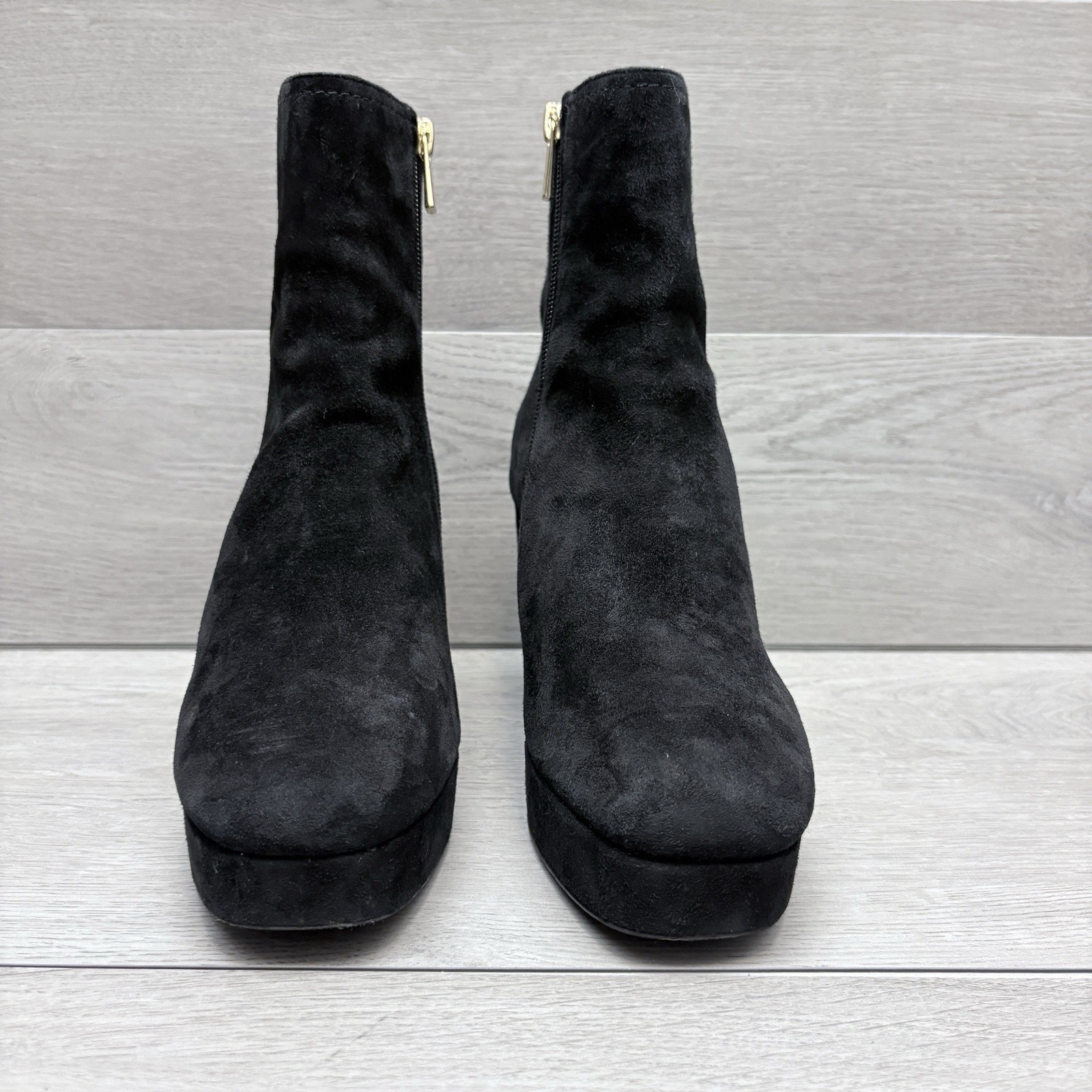 Dune London Platform Boots Oona Black Suede Side Zip Ankle Boots Size EU 39