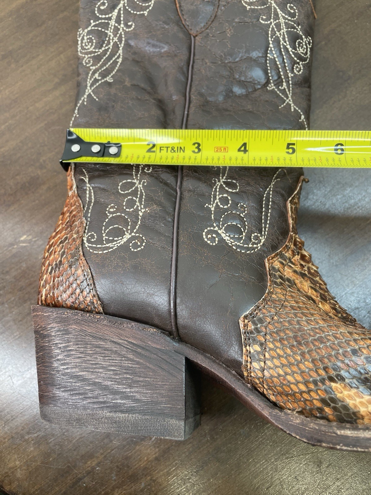 J.B. DILLON SNIP TOE COWBOY Snakeskin Brown Boots Women’s Size 8 B