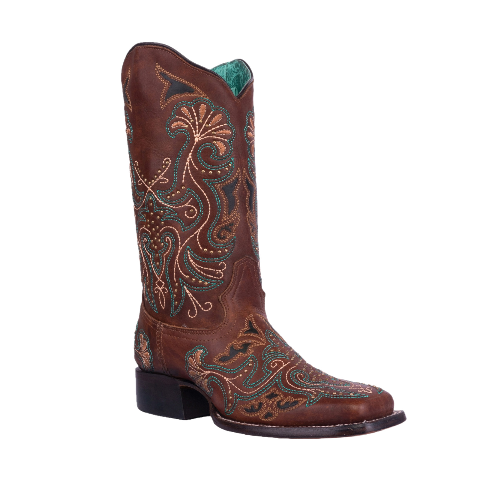 Corral Ladies Embroidered & Studded Tan Western Boots A4485
