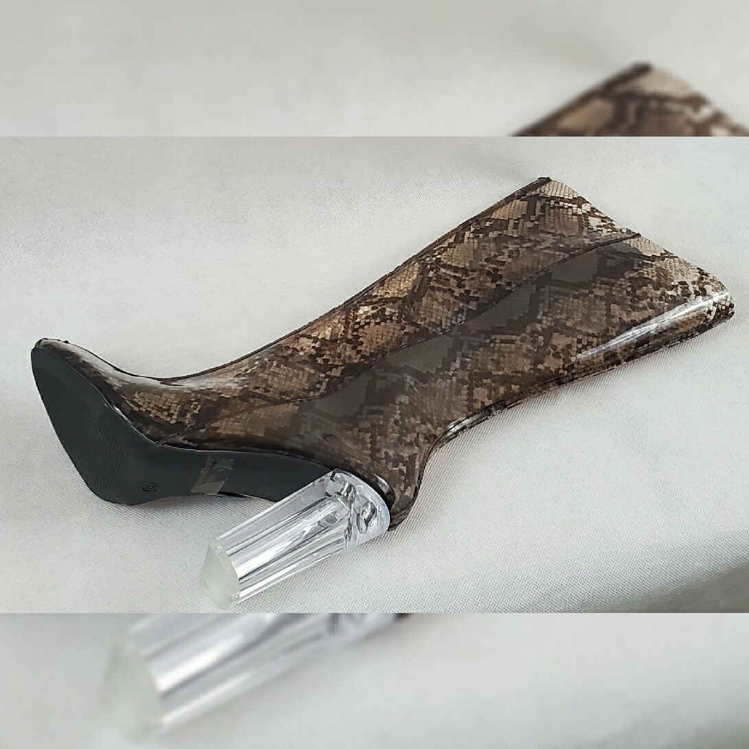 WILD DIVA FASHION BOOTS CLEAR WOMEN’S BROWN GEOMETRIC SIZE 5.5
