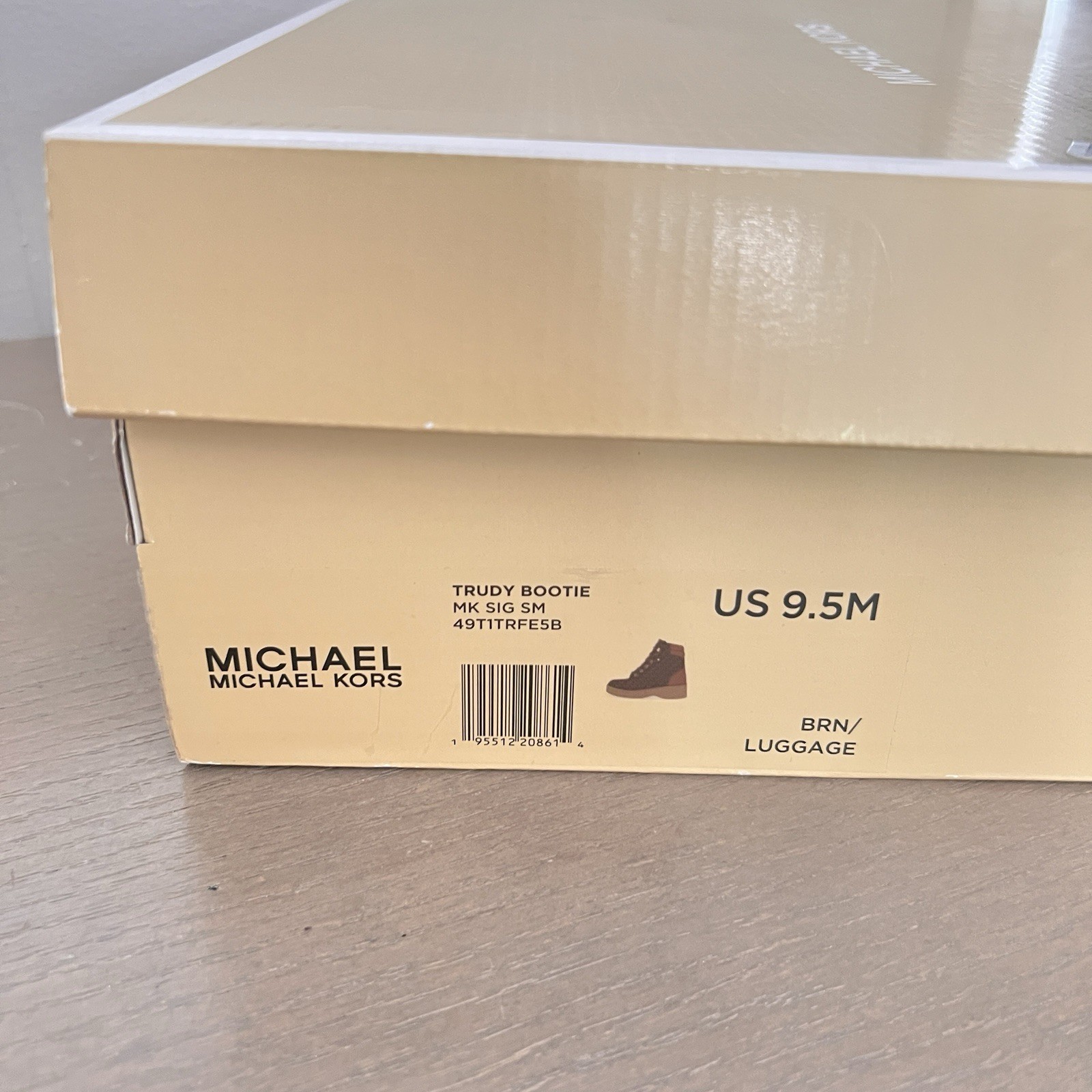 Michael Michael Kors Trudy Bootie Ankle Bootie Canvas Logo Zip Lace-Up 9.5M