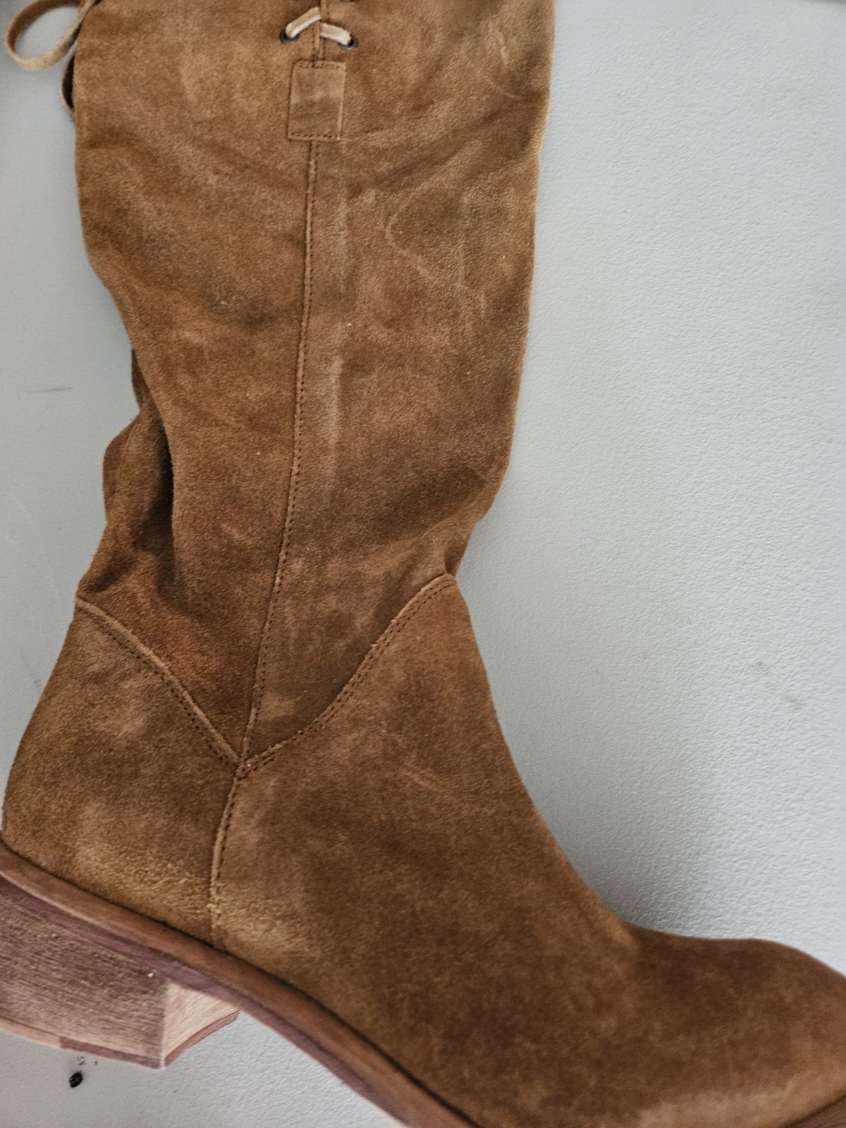 Vintage Knee High Bakers Boots Suede Brown Cognac Wooden India Indi New Nib 38 7