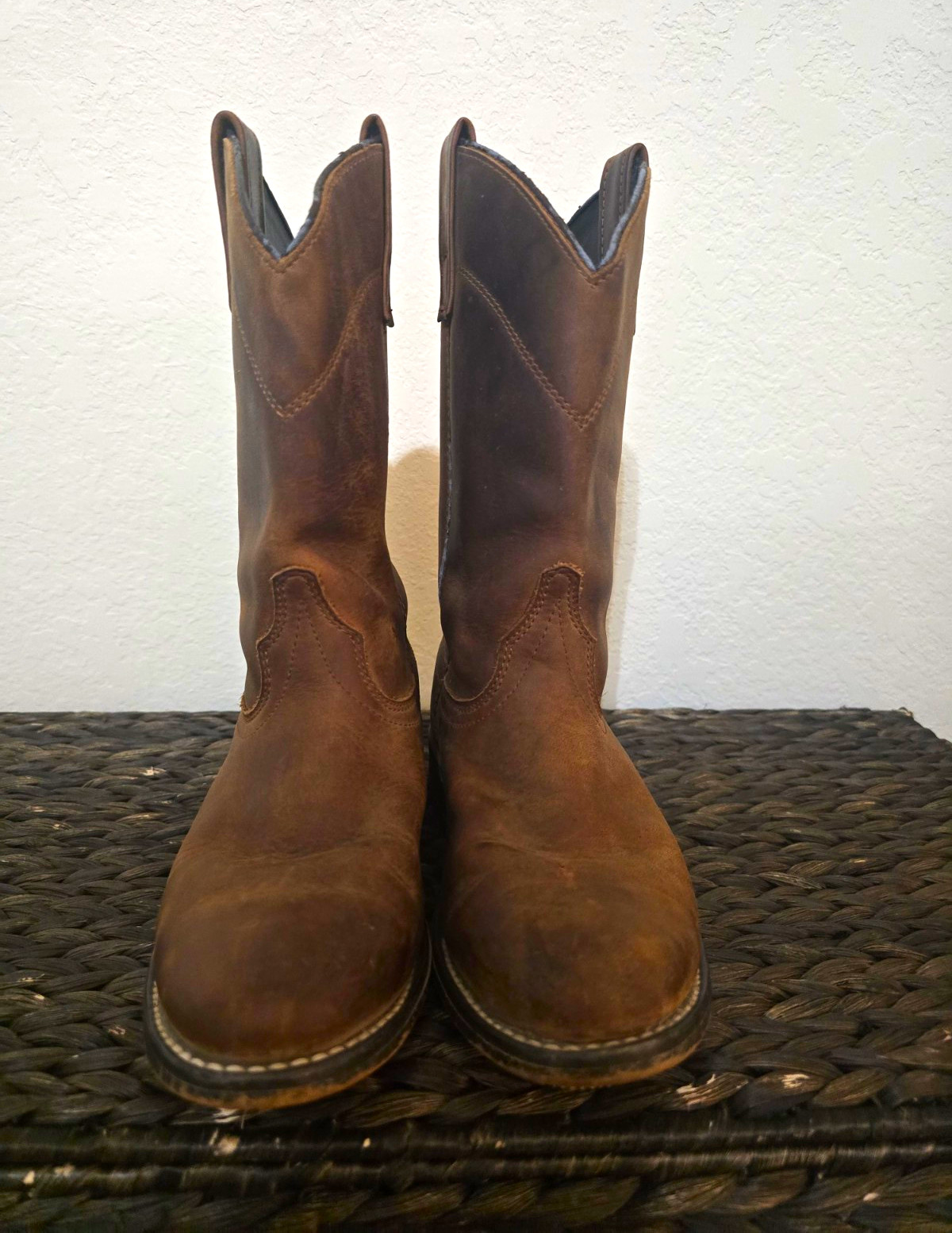 Laredo Vintage Distressed Brown Leather Roper Western Cowboy Boots Women’s 7