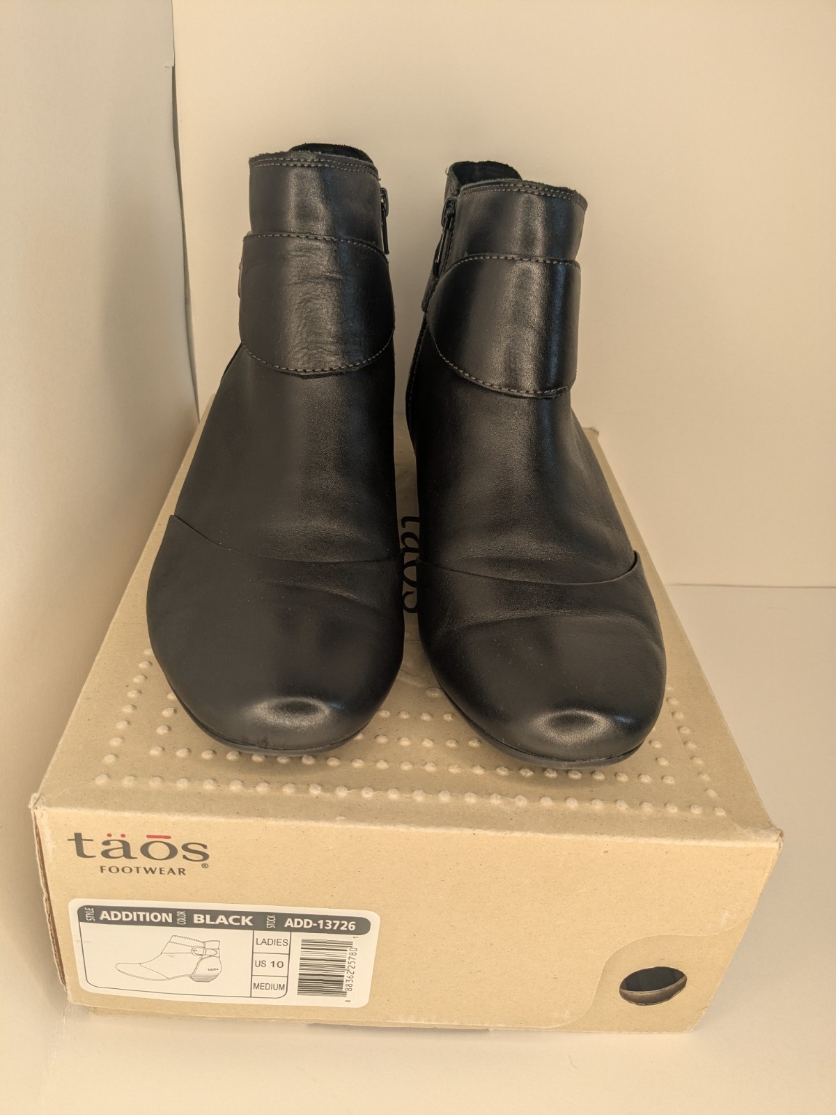 TAOS ADDITION BLACK REAL FULL GRAIN LEATHER BOOTS LADIES US SIZE 10 MEDIUM