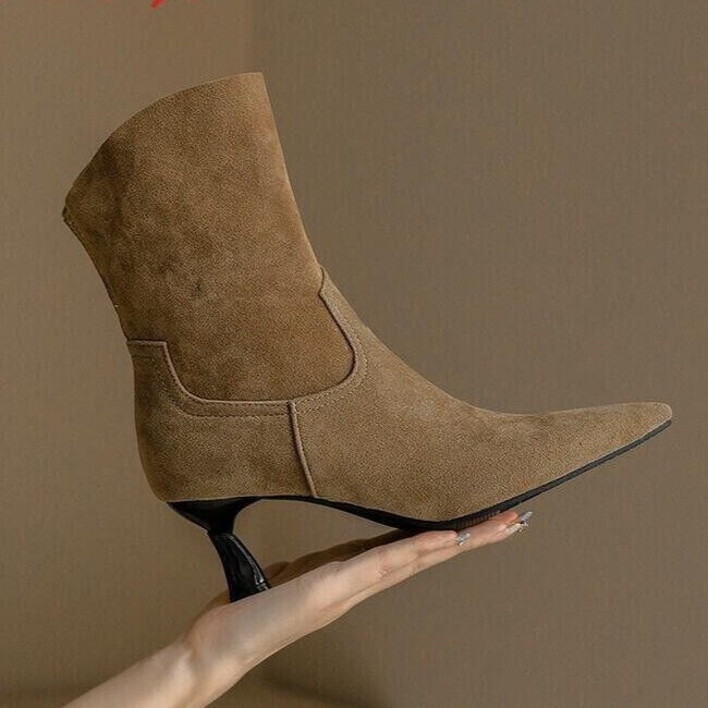 Fashion Women’s Pointed Toe Faux Suede Ankle Boots Casual Dress Shoes Vintage SZ