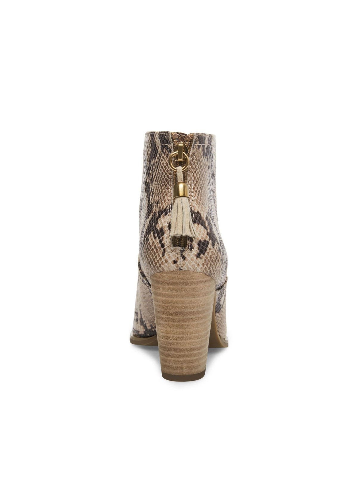ANNE KLEIN Womens Beige Snakeskin Tasseled Niccie Booties 10 M
