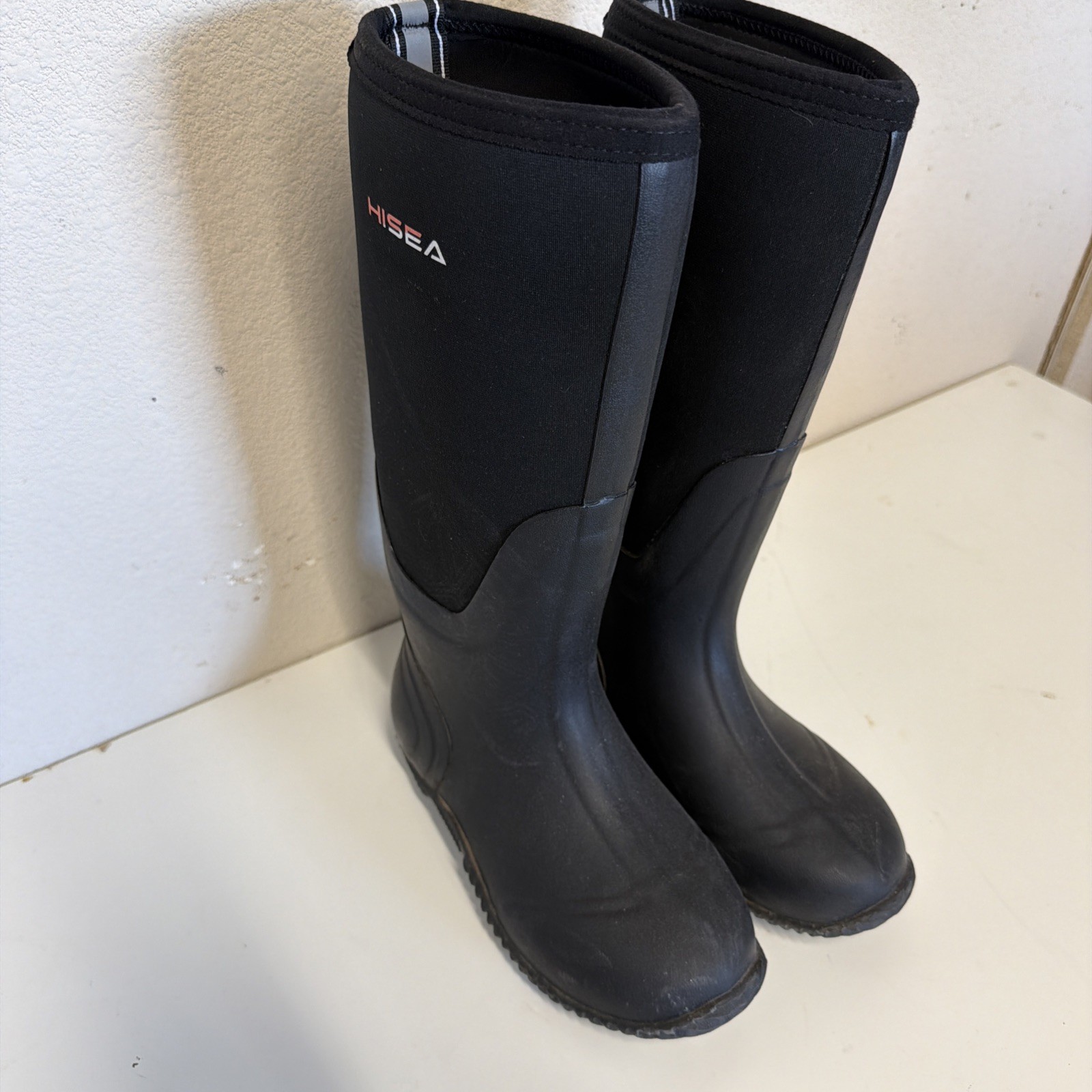 New Black Rubber & Neoprene HISEA Tall Pull On Waterproof Boots Woman’s 5