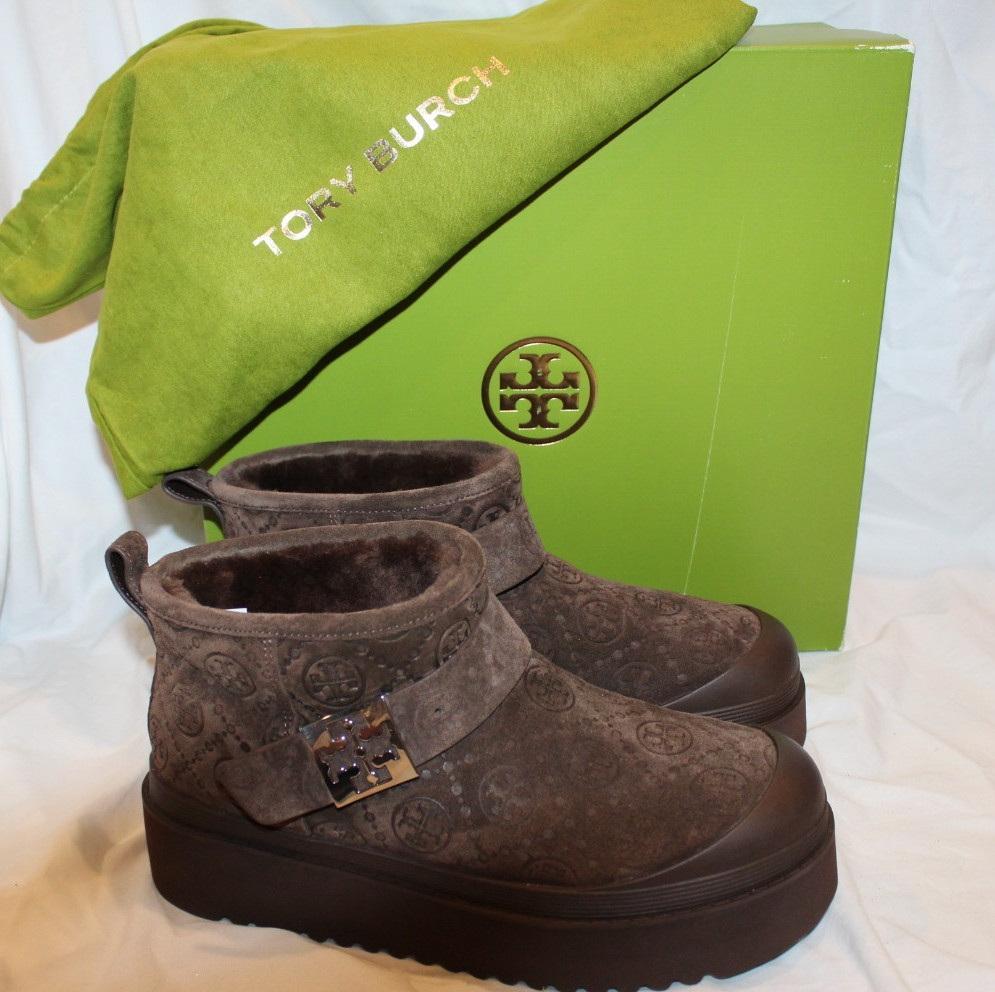 Tory Burch Women’s Mellow Shearling Platform Boots NEW w/dustbag BROWN 8 $425