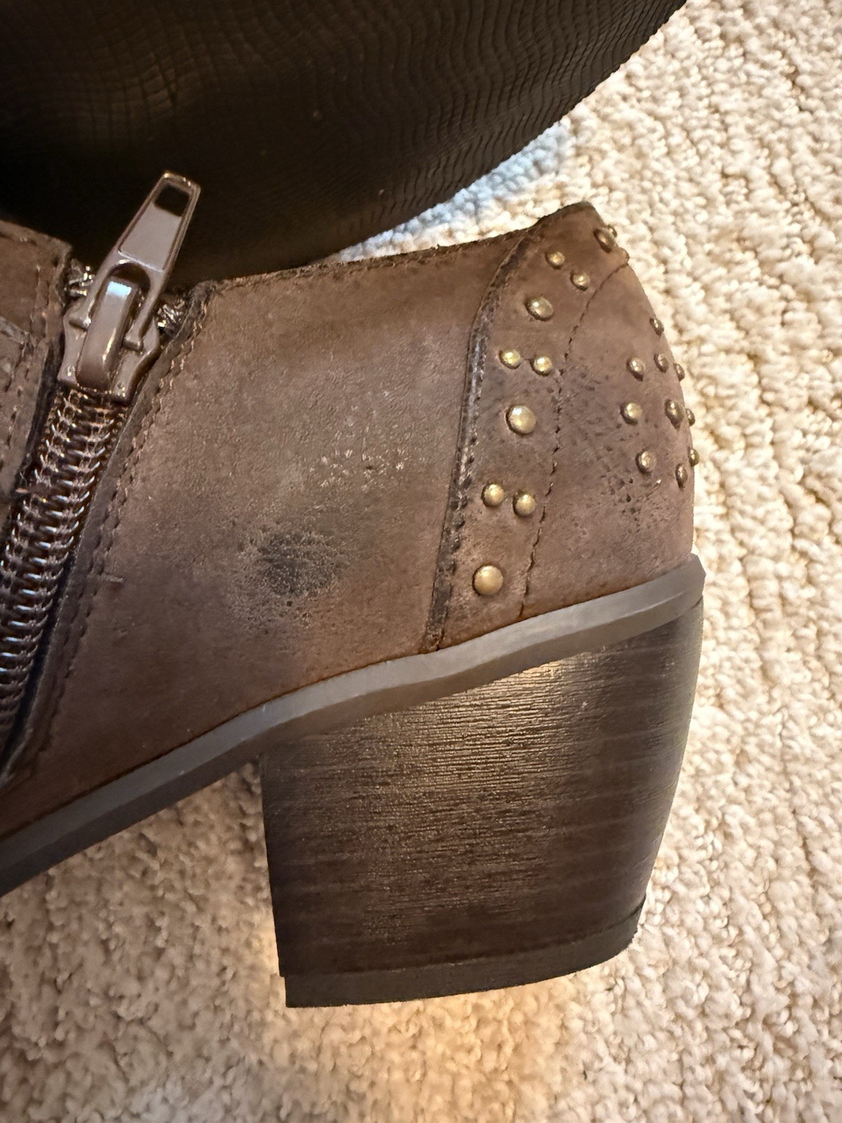 Women’s Ruff Hewn Nadine Brown Studded Zip Up Ankle Boots Size 7.5M Pre-Owned