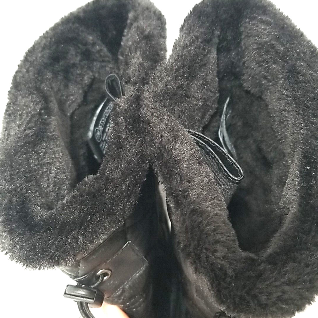 Totes Betsy Snow Boots Womens 8M Black Waterproof Winter Faux Fur Lined Side Zip