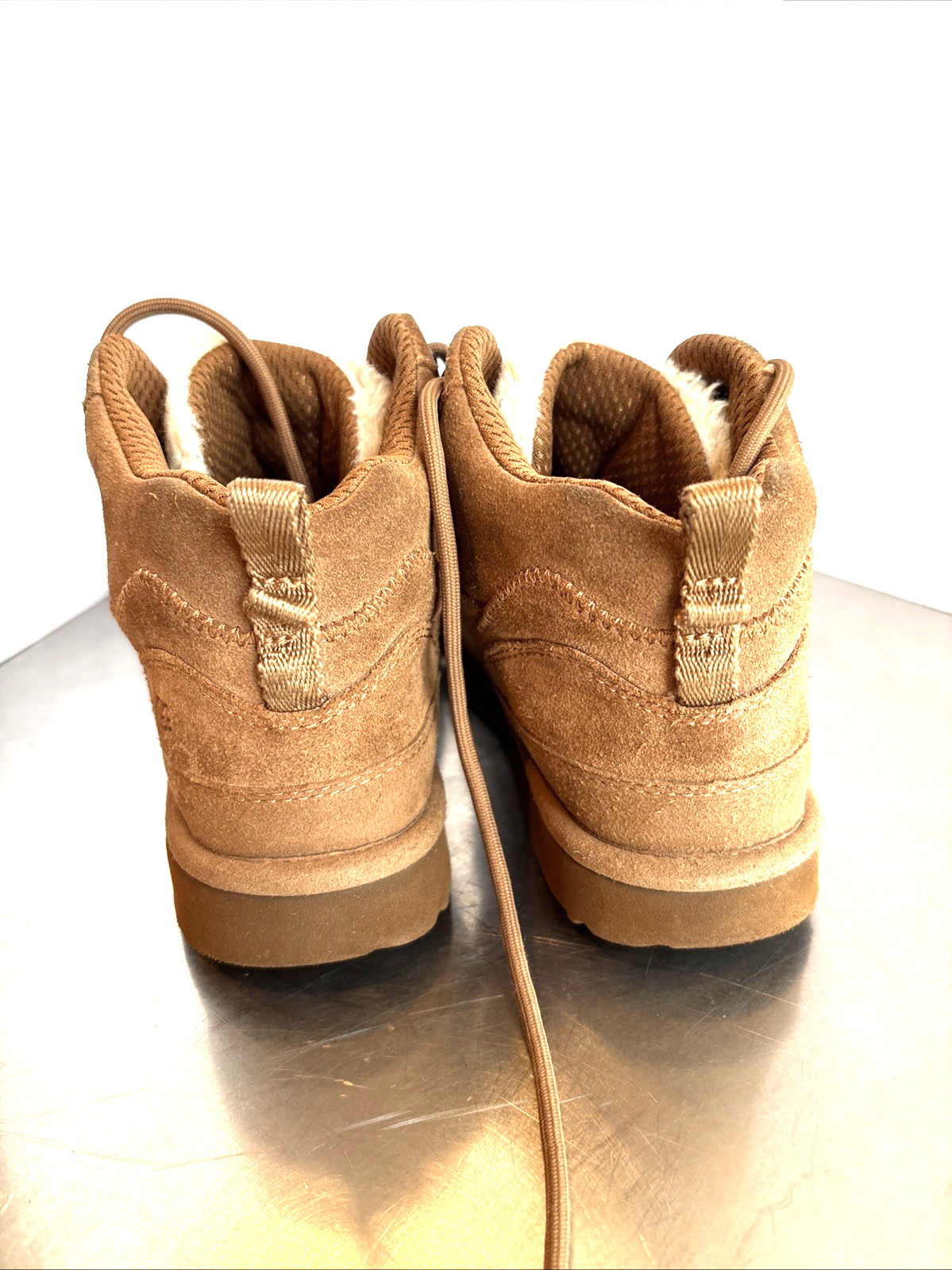 UGG Harkley Boots Chestnut Brown Leather Suede Women’s 6 Youth 4.5